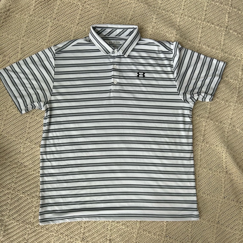 Nike Men's Striped Polo Shirt - Black and White